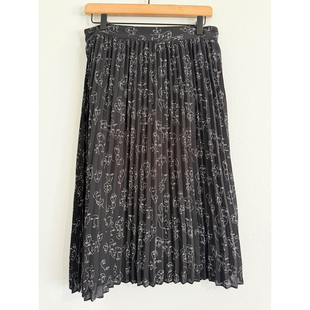 A New Day - Art Deco Graphic Pleated Midi Skirt Women's‎ Size M